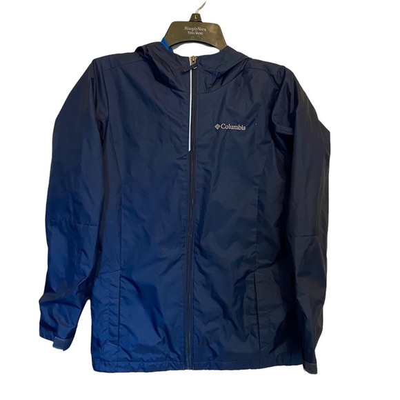 Columbia Boys Windbreaker Lightweight Rain Jacket Blue Size Large 14-16 Full Zip - Picture 1 of 8